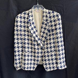 Women’s Dark Navy and Creme Houndstooth Patterned